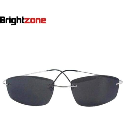 Excellent Super Light Flexible 100% Titanium Rimless Polarized Sunglasses Eyeglasses Eyewear Unisex Gray Green Brown UVA UV400