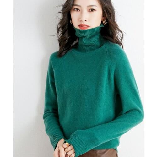 Cashmere solid turtleneck Wool sweater womens pullover 2021 autumn winter new loose knitted bottoming jumper women sweaters