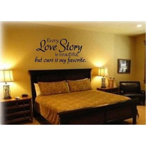 English "Every Love Story is Beautiful" Wall Stickers Home Decor Quotation Vinyl Word Word Quotation Wall Art Decal Sticker