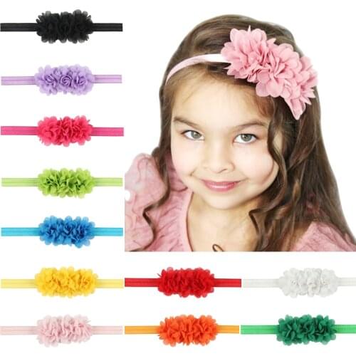 Chiffon Flower baby girl headband Infant hair accessories Tie bow newborn Headwear tiara headwrap Gift Toddlers bandage Ribbon