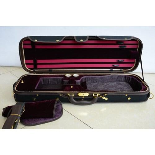 Luxury&Royal Wooden Violin Case Sturdy&Durable 3.2kg Balck&Red Color Free Shipping