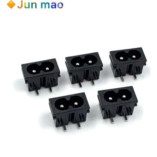 5Pcs AC power outlet Two Holes 22*12MM board 2.5A250V 8-Type Eight-Pin Socket BX-180-H01 AC Power Switch Socket Copper Connector