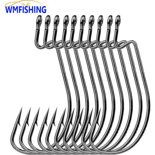 100pcs Fishing Hook Carbon Steel Wide/Narrow Crank Offset Fishhook For Soft Lure Bass Barbed Carp Fishing Tackle Worm Hook Peche