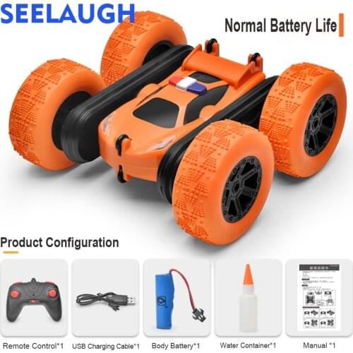 SEELAUGH Rc Car 2.4G 360° Rotation Spray Children Charging Anti-Fall Tipping Bucket Double-Sided Remote Control Stunt Outdoor To
