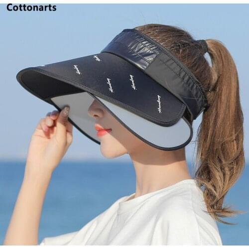 Retractable Brim Empty Top Hat Hiking Visor Hats Velcro Adjustable Sports Hat Female Sunshade Caps Bicycle UV Protection Sun Hat
