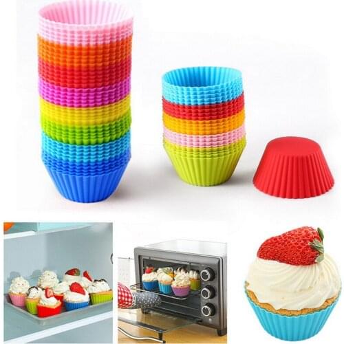 12 pc/Set 5/6.5cm Silicone Cupcake Cups Home Kitchen Cooking Tools Random Color Round Shape Silicone Cake Baking Molds Cake Mold