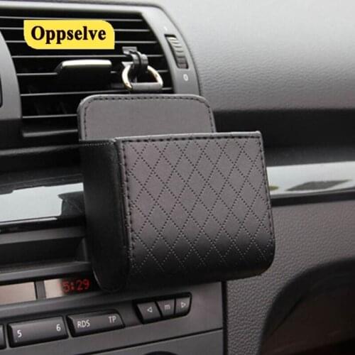 Universal Car Outlet Storage Bag for Phones PU Leather Tidy Case Organizer Holder Car Mount Multi-function Container Punch Coque