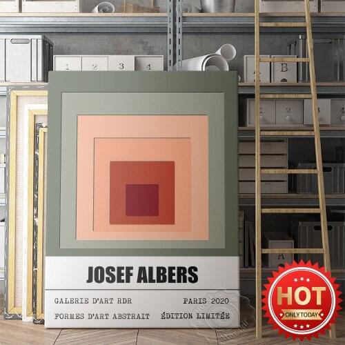 Josef Albers Museum Exhibition Poster, Homage To The Square Geometry Abstract Art Prints, Modern Art Education Home Wall Decor