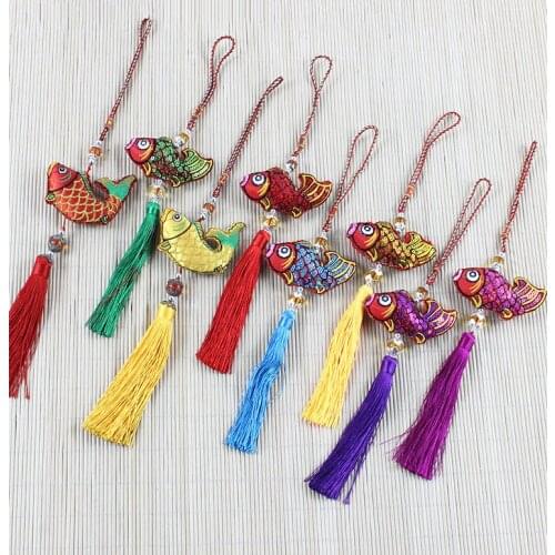 Japanese Embroidered Bless Bag Keychain Omamori Fish Pray Love Health Safe Study Wealth Pray Bag Car Decor Guard Key Chains