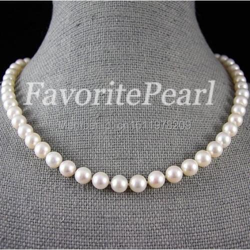 Pearl Necklace - AAA 7.5-8MM 17-18 Inches White Color Freshwater Pearl Necklace Perfect Gift Bridesmaid Wedding Jewelry