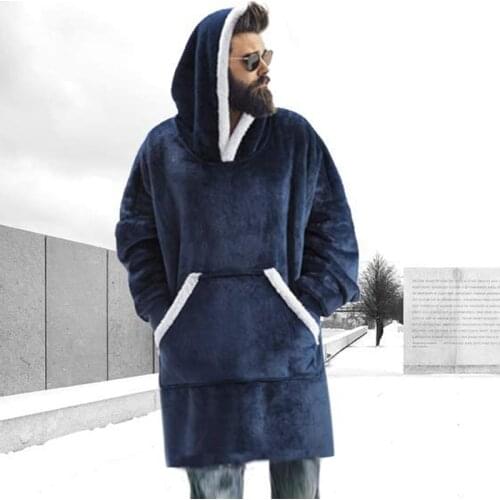 Winter Sweatshirt Men Hoodies Blanket With Sleeves Fleece Hoody Fashion Pocket Pullover Male Giant TV Blanket Hooded Hoodies