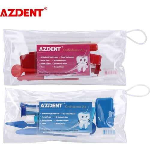 AZDENT Dental Toothbrush Ties Brush Floss Oral Care Kit Cleaning Braces Orthodontic Supplies Set