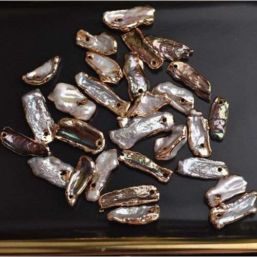 1 Pc Natural Freshwater Pearl Hemming Baroque Lute Beads Gilt Pearls DIY Earrings Necklace Jewelry Making Clothing Accessories