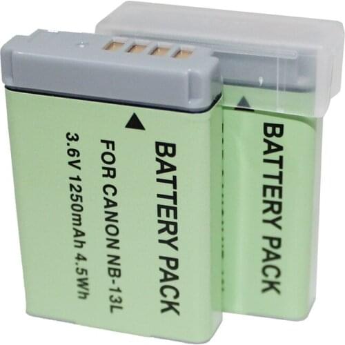 2Pcs Doscing Rechargeable New Camera Camcorders Battery For CANON NB-13L Powershot G7X 3.6V 1250mah Replacement Accessories