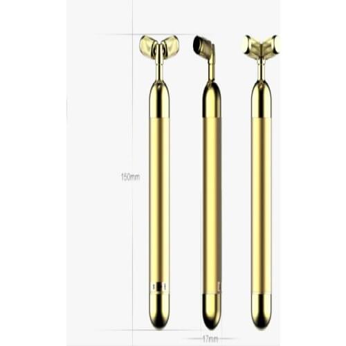 24K gold Handheld Y 3D Shape Solar Energy facial massage roller face Lifting for Home Use