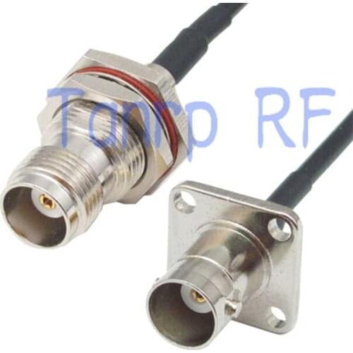 6in TNC female to BNC female with 4 hole panel RF connector adapter 15CM Pigtail coaxial jumper cable RG174 extension