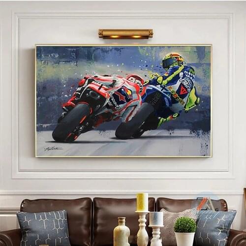 Abstract oil painting poster motorcycle oil painting poster printing wall art painting living room home decoration