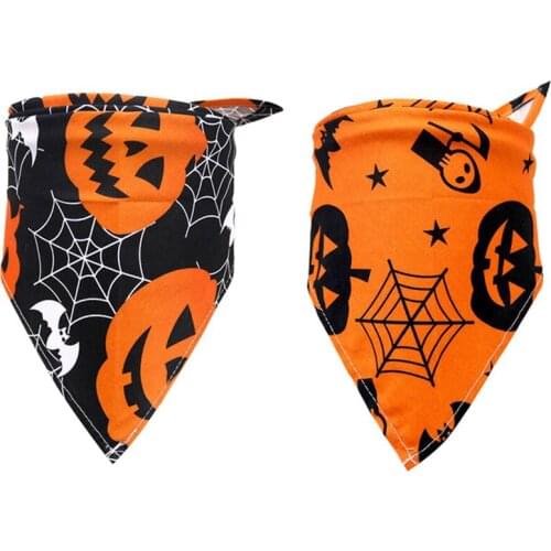Halloween Dog Bandana Cotton Scarf Bib Pet Grooming Accessories Collar for Small Medium Large Dog Fashion Design Supplies