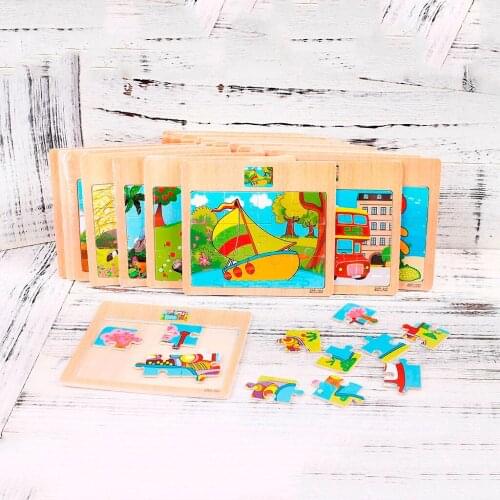 Wooden Puzzle toy Children Cartoon Animal Traffic Learning Puzzle Toys Interactive Board Games Educational Toys For Kids Adult