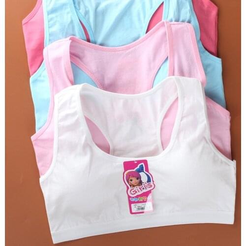 Kid Bras Girl Training Bra Teenage Sport Bras Breathable Puberty Underwear Kids Full Cup Bra Vest Tube Tops 8-16T Cotton Summer