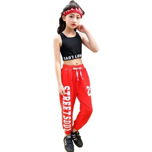 Strapless short sleeve kids modern jazz hip hop dance costumes Girls dancewear outfit Street dance competition fancy dress