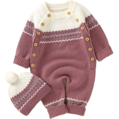 Baby Clothing 2021 Autumn Fashion Stitching Newborn Baby Boys Romper For Baby Girls Jumpsuit Send Hats 2 Piece Suits 0-24 Months