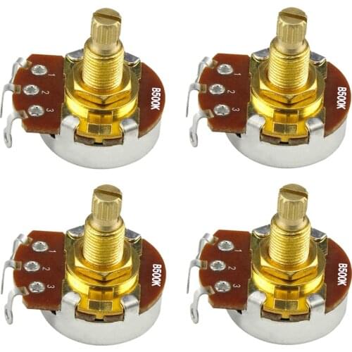 New 4pcs 18mm Long Shaft Guitar Potentiometers Pots Audio Tone Volume Switch Control A250K B250K A500K B500K Optional