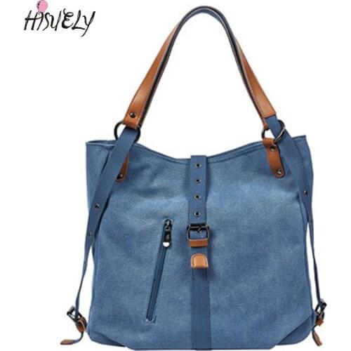 Canvas Women Capacity Totes Female Hobos Single Shoulder Bags Solid Vintage Multi-function Shoulder Bag Double Conversion Handba
