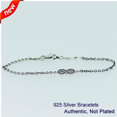 Infinity Bracelets 100% 925 Authentic Sterling Silver Fine Jewelry Free Shipping