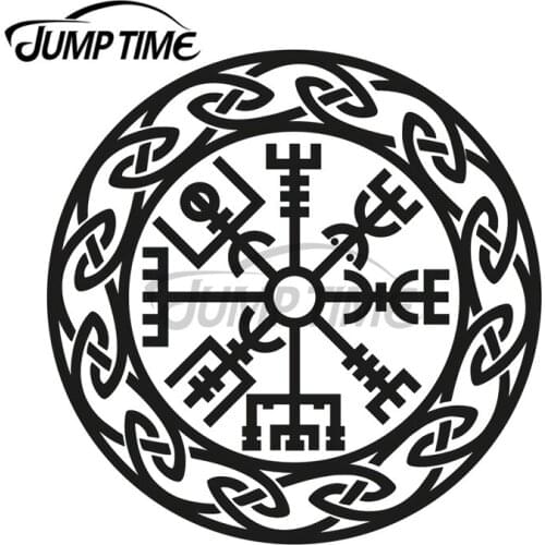 JumpTime 13 x 13 cm Vegvisir Iceland Runes Compass Vikings Futhark Funny Car Stickers Car Accessories Laptop Waterproof Decal