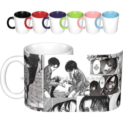 Levi Manga Collage Ceramic Mugs Coffee Cups Milk Tea Mug Levi Attack On Titan Creative Trending Vintage Gift Bottle Cup