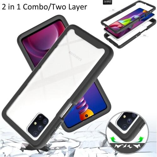 Combo Drop resistance Rugged Case For Samsung Galaxy M51 Defender Armor Shield Anti-Skid Crystal Clear Cover