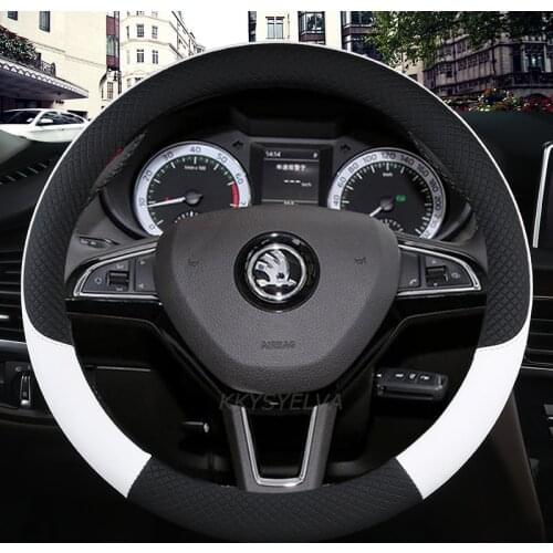 Leather Car Steering Wheel Cover for Skoda Octavia A5 A7 RS Octavia 2 3 Combi Auto interior Accessories