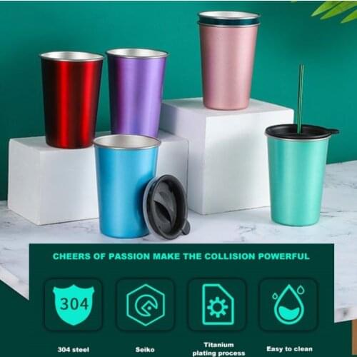 Stainless Steel Cup Bottle Cold Drink Juice Cup Wine Glass Cocktail Cup Bar Drink Cup Single-layer Travel Coffee Water Bottle