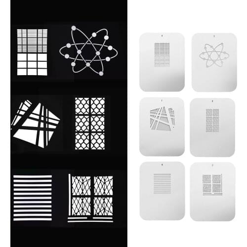 6 set Gobos Graphics Cards Metal Plates with Hollow Patterns for Optical Condenser photo studio Photography Light Accessories