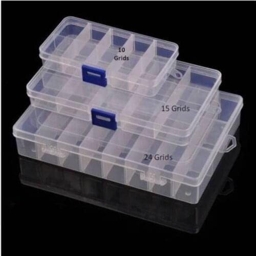 New 10 / 15 / 24 Slots Cells Portable Jewelry Tool Box Container Ring Electronic Parts Screw Beads Component Storage Box
