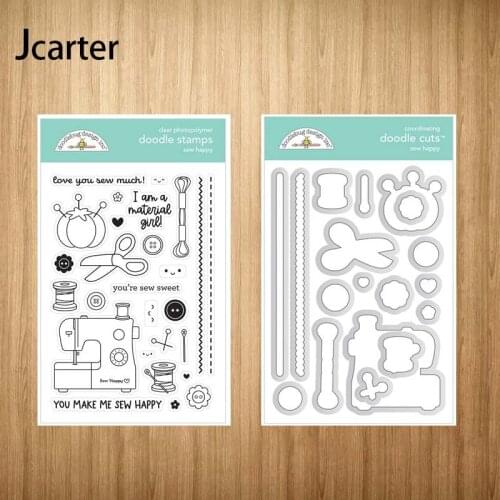 New Scissors Sewing Machine Thread Metal Cutting Dies and Clear Stamps Craft Stencil Scrapbook Album Paper Make Template Decor