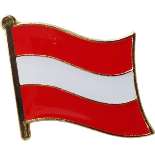 Austria flag single lapel pin badge+Iron plated brass+paints+epoxy+butterfly back button-Free shipping(350 pcs/lot)