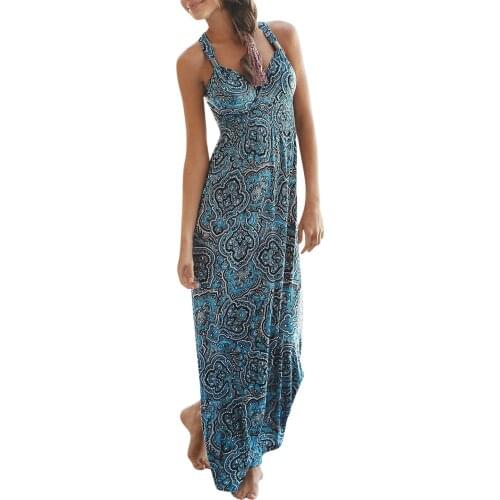 V Neck Long Dress Ankle-length Maxi Dresses Flowers Vestidos Bandeau Holiday Ladies Summer Womens Femme Robe Spaghetti Strap