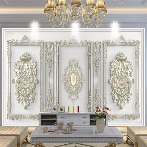 Custom Photo Wallpaper 3D Golden Relief Carved Flower Mural European Style Luxury Living Room TV Sofa Bedroom Papel De Parede 3D