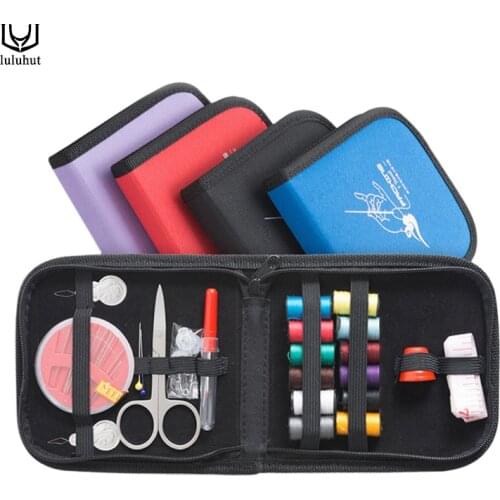 Luluhut portable mini traveling sewing kits bag with color needle threads scissor pin sewing set outdoor household sewing tools