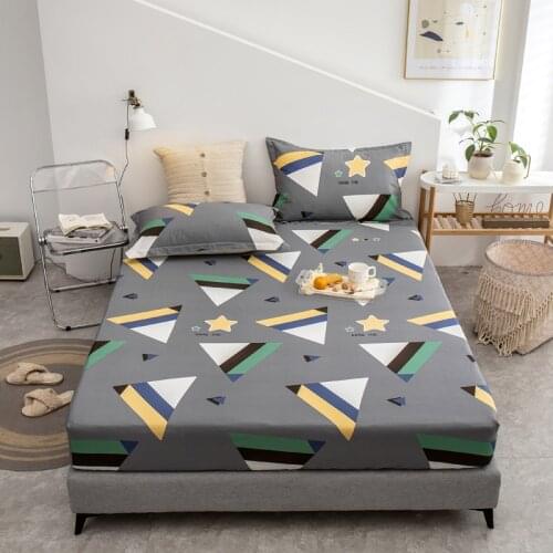 QianTing New Product 1pcs 100% Cotton Printing bed mattress set with four corners and elastic band sheets