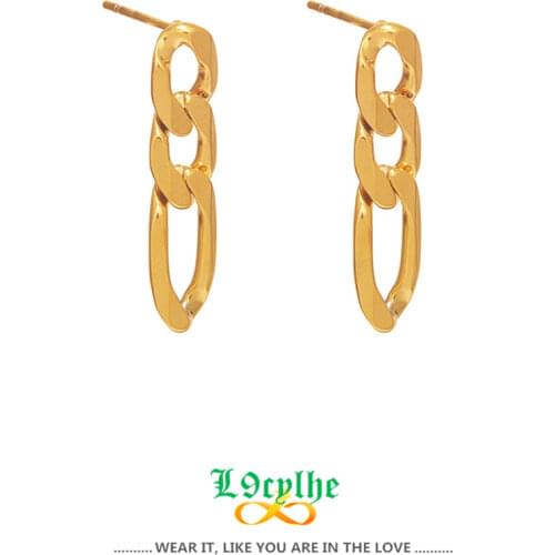 Tiny Figaro Chain Stud Earrings For Women Hip Hop Jewelry Stainless Steel Pendientes Christmas Gift Gold Ear Studs