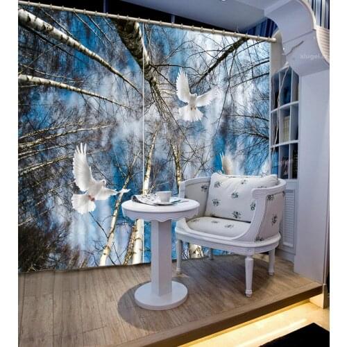 Blackout curtains 3D Window Dove tree photo curtains 3d For living room bedrooms high quality curtain