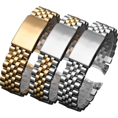 Silver Gold Oyster Fold Deployment Clasp Watch Band Strap Bracelet For Rol Mens SS 20mm Watch Part For Datejust