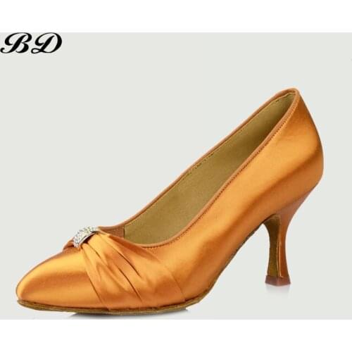 TOP Dance Shoes Modern Womens Latin Shoe Cowhide Soft sole Comfortable Wear-resistant Dark skin Imported Silk Satin BD 169 BAG
