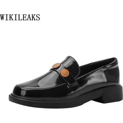Oxford Shoes for Women Platform Shoes Patent Leather Loafers Women Slip on Korean Fashion Shoes for Women Zapatillas De Mujer