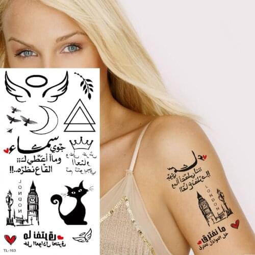 Temporary tattoos waterproof minimalist tattoo for girls sexy tattoo small on hand wrist transfer tattoo black cat triangle wing