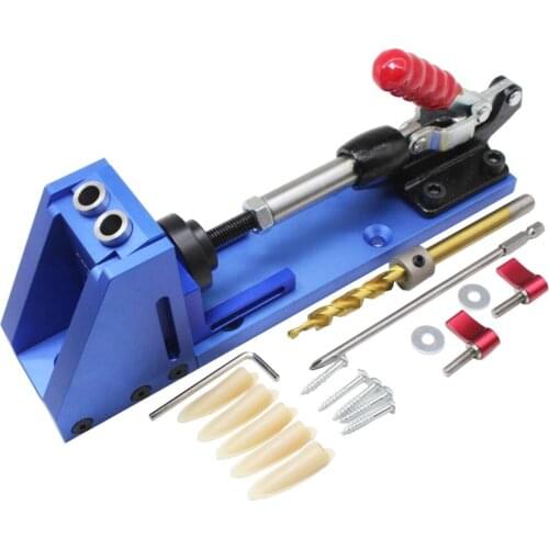 Top quality Woodworking Guide Carpenter Kit System inclined hole drill tools clamp base Drill Bit Kit System Pocket Hole Jig Kit