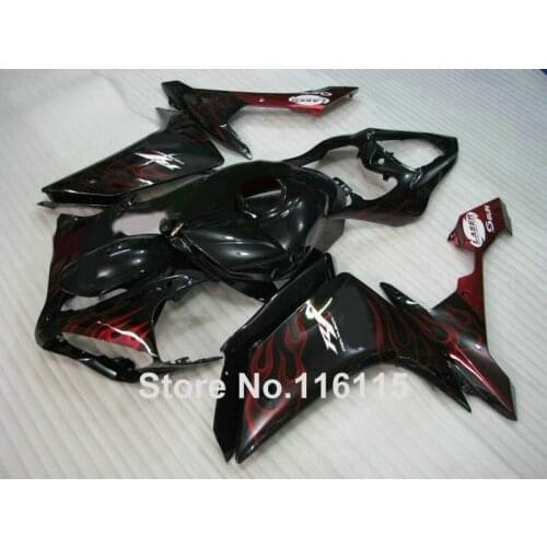 Injection molding High quality fairing kit for YAMAHA YZF R1 2007 2008 YZF-R1 07 08 red flames black bodywork fairings set OX26